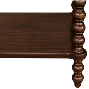 English Elm Large Cottage Nightstand with Spindle Legs Open Shelf and Drawer for King Beds Morocco Brown B035P408398
