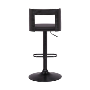 English Elm Milan Swivel Adjustable Faux Leather Barstool with Wood Accents for Kitchen Island B2736P464863