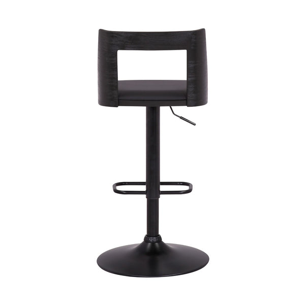 English Elm Milan Swivel Adjustable Faux Leather Barstool with Wood Accents for Kitchen Island B2736P464863