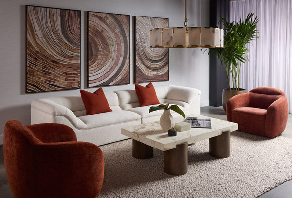 Sunpan TURNING Wall Art - 40" x 60" Bronze Floater Frame with Organic Tree-Ring Design for Any Space II A0429