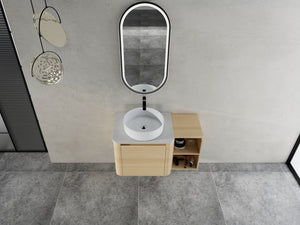 English Elm 36'' Wall-Mounted Bathroom Vanity With Stylish Ceramic Sink, Soft-Close Door, And Smart Storage Solutions W999S00467