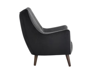 Sunpan Sorrel Lounge Chair - Mid-Century Elegance with Moisture-Repellent Fabric and Durable Wood Legs Polo Club Kohl Grey / Abbington Black