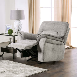 English Elm Transitional Multi-Function Glider Recliner with Channel Back, Cup Holders, Hidden Storage, Upholstered Comfort Light Gray 42 L x 30 W x 34 H B2741P385034