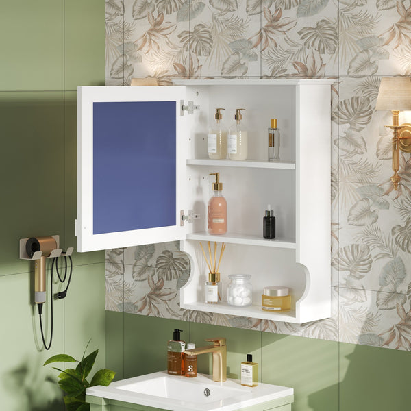 English Elm 20'' Half-Moon Wall Medicine Cabinet with Mirror, Solid Wood Frame, Soft-Close Hinges, Space-Saving Elegance White N710P313827K