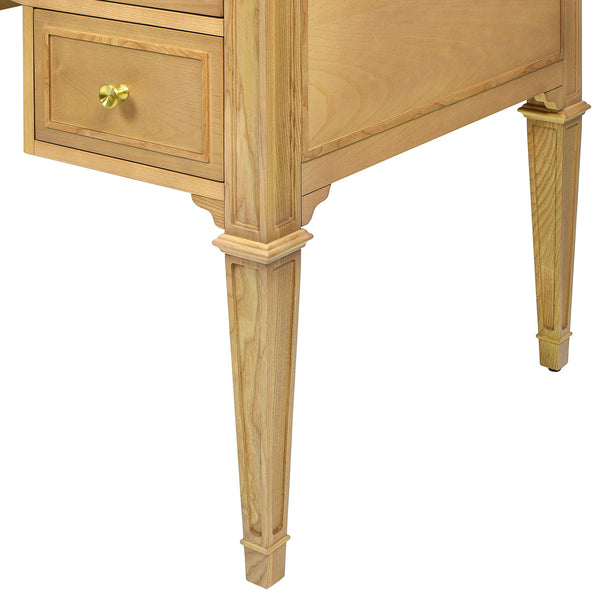 English Elm Jennifer Taylor Home - Dauphin Gold Accent Executive Desk - Natural Ash Wood, 5 Drawers, Premium Quality & Easy Setup B2719P238477