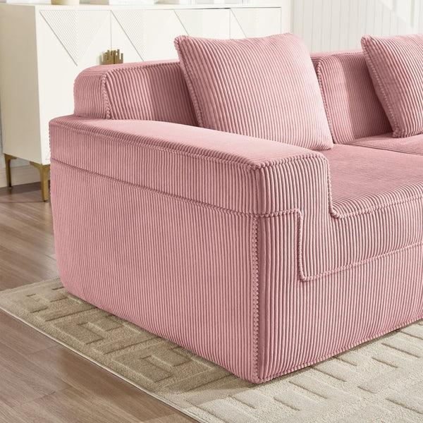 English Elm Martha Armless Corduroy Sofa Deep Seat Lounge Design with Cloud Comfort Pillows Pink W3041P353185