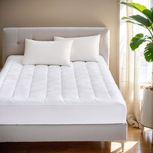 Madison Park Cloud Soft Casual Overfilled Plush Hypoallergenic Down Alternative Waterproof Mattress Pad MP16-3146 White