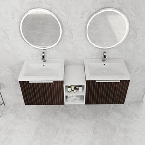 English Elm 60 Inch Soft Close Doors Bathroom Vanity Set With Stylish Resin Sink & Ample Storage Solutions W999S00260