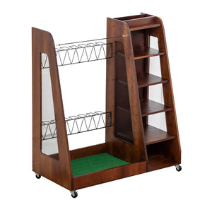 English Elm Golf Bag Storage Rack Wooden 2 Bag Organizer with Shoe Shelf for Garage Basement Brown W1422P296352