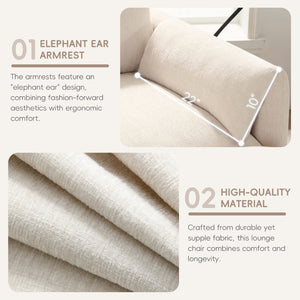 English Elm 37" Oversized Chenille Armchair with Ottoman Usb Charging Pocket Spring Living Room Beige N723P387145A