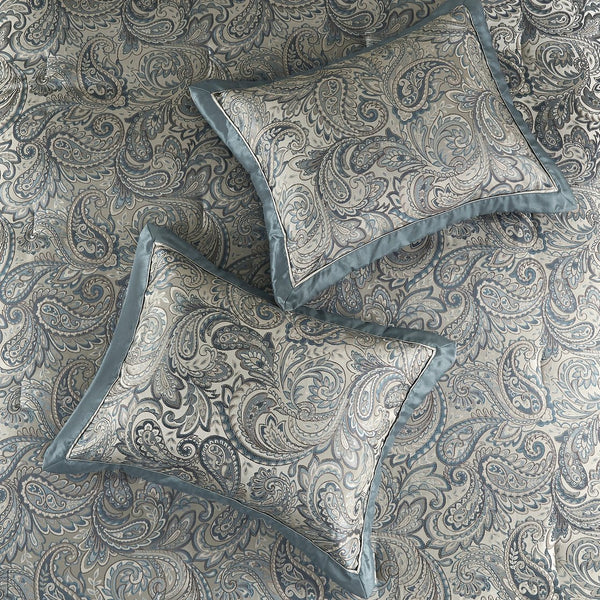 English Elm 12 Piece Teal Paisley Comforter Set with Cotton Sateen Sheets, Cal King, 15" Skirt, Hypoallergenic Fill B035P148325