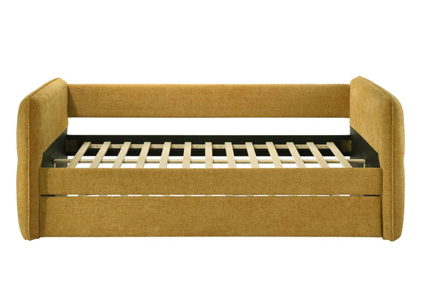 English Elm Luxurious Modern Daybed with Pull-Out Trundle, Button Tufted Upholstery and Nailhead Trim Comfort Elegance Gold 83 L x 13.25 W x 6.5 H B011S01717