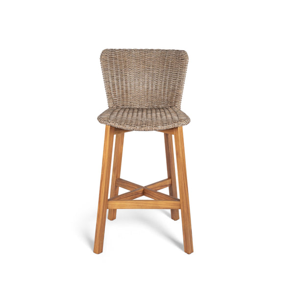 English Elm Christopher Knight Home® - Lymington Outdoor Bar Stool Set of 2 — Durable Acacia & Wicker Craft, Ergonomic 105° Backrest Comfort Light Brown,Teak N775P278094B