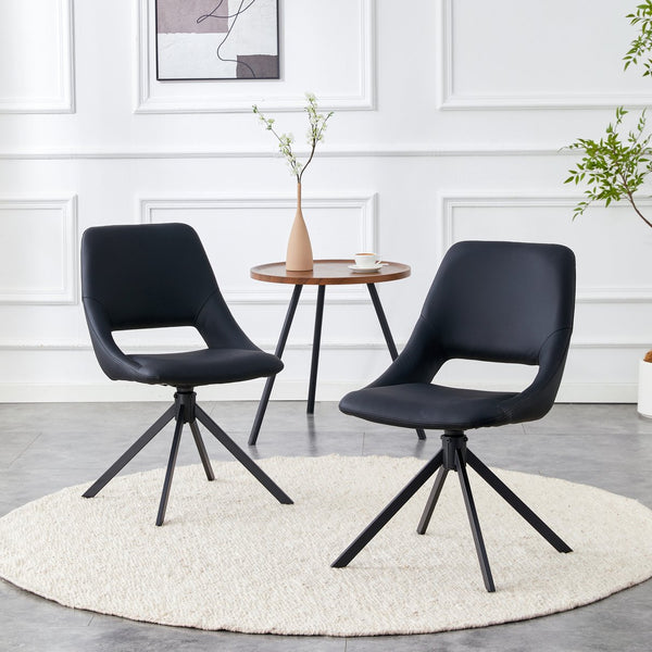 English Elm Dining Chairs Set Of 2 - Stylish Swivel Design With High Back, Durable Leather, Ideal For Modern Spaces W3493P347182