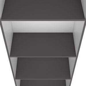 English Elm Sutton Tiered Bookcase with 4 Spacious Shelves, 71.1"H x 24.7"W x 11.7"D — Elegant White/Black/Gray Finish B128P176168