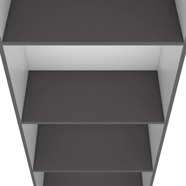 English Elm Sutton Tiered Bookcase with 4 Spacious Shelves, 71.1"H x 24.7"W x 11.7"D — Elegant White/Black/Gray Finish B128P176168