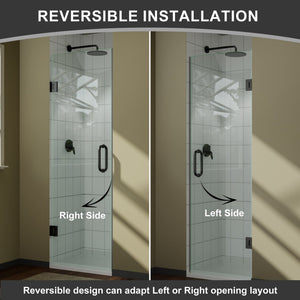 English Elm 28" Frameless Pivot Shower Door Tempered Glass Matte Black Hinged Spa Bath W637P348845