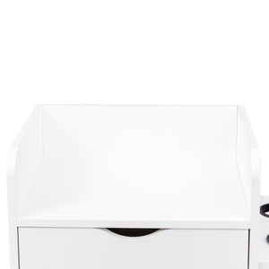 English Elm 4 Layer Salon Storage Cabinet with 2 Dryer Holders, 4 Drawers & Raised Legs — Stylish Hair Stylist Organizer for Salon & Home W331P248070