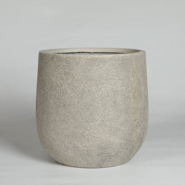 English Elm Round Concrete Style Planter Duo Handcrafted Magnesium Oxide Pots for Patio Garden W347P449373