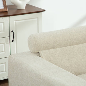 English Elm 56.3" Wide Chenille Linen Convertible Sofa Bed with Pocketed Springs and Matte Black Legs Beige W3189S00007
