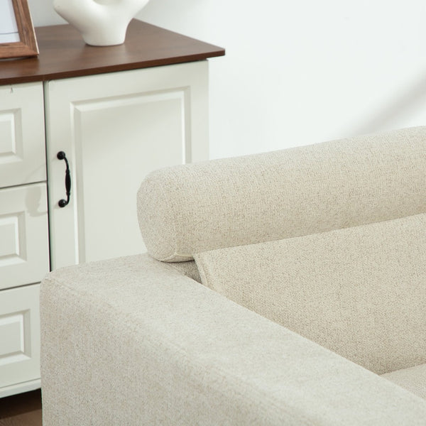 English Elm 56.3" Wide Chenille Linen Convertible Sofa Bed with Pocketed Springs and Matte Black Legs Beige W3189S00007