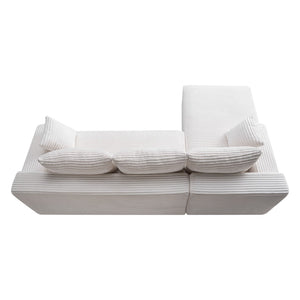 English Elm 94.5" Jumbo Corduroy Cloud Sectional Deep Seat L-shape Sofa for Living Room W5515P495014