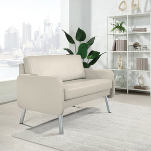 OSP Home Furnishings Lounge Faux Leather Loveseat with Chrome Legs for Modern Lobbies and Reception Areas SL5602-PD28