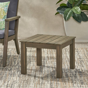 English Elm Christopher Knight Home® - TEMECULA Side Table Crafted from Durable Acacia Wood with Classic Slat Top, Stylish Outdoor Accent Piece Grey 66469.00GRY