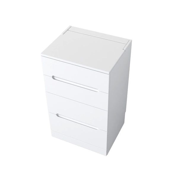 English Elm 3 3-in-1 Vanity Desk with Lighted Flip Mirror, Compact Corner Makeup Table with Storage Drawers and Glass Top W331P265782