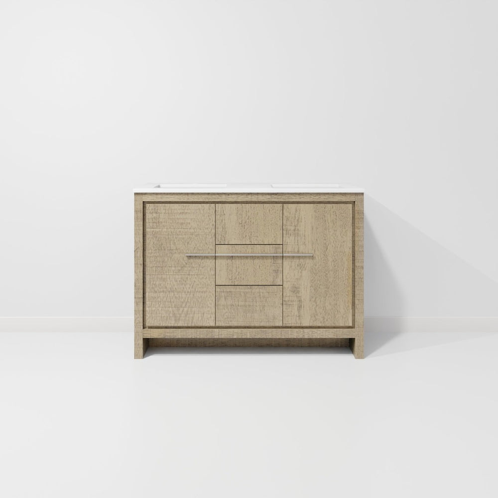 English Elm Rustic Acacia Double Bath Vanity 48" W X 20" D With Durable Cultured Marble Top & Soft-Close Drawers B2731P259408-GIGA