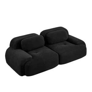 English Elm 82'' Curved Modular Sofa Corduroy Upholstered Two Seat Living Room Lounge Black W714P323651