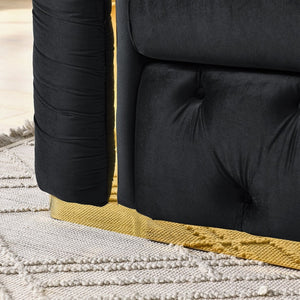 English Elm 2pcs Italian Velvet Chesterfield Sofa Set Tufted Three Seater with Gold Steel Legs W1191S00042