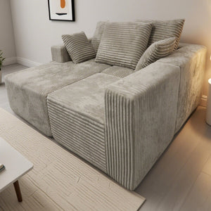 English Elm Corner Modular Sectional Sofa with Plush Fabric Converts to Loveseat or Guest Bed Gray W3064S00002
