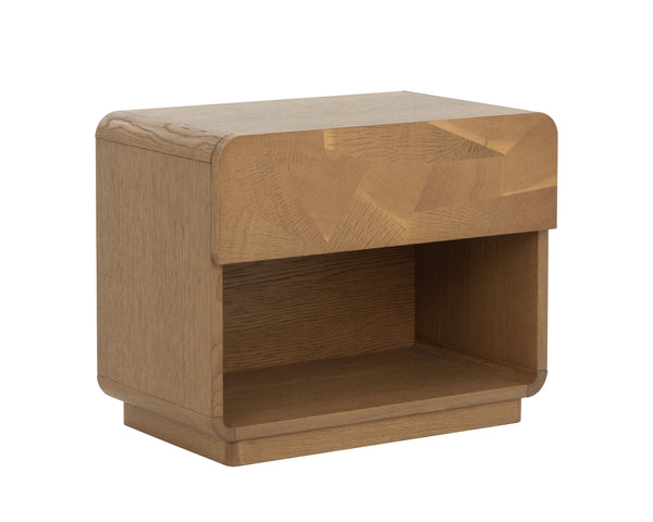 Sunpan Fauna Nightstand: Solid Oak Wood Craftsmanship With Unique Oyster-cut Mosaic Design For Every Bedroom Brown Wood 111792