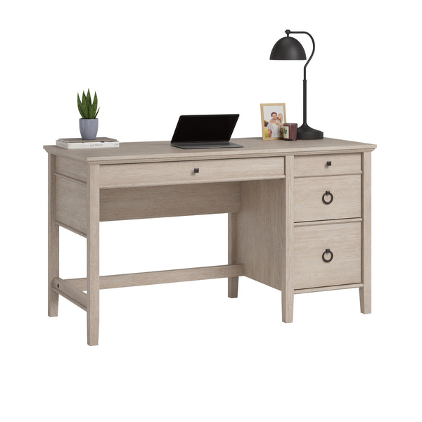 English Elm Desk, Versatile Brown Oak Finish For Home Office With Spacious Surface And Organized Storage Solutions B356P367780