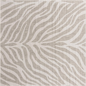 Unique Loom Outdoor Safari Tsavo Machine Made Animal Print Rug Gray, Ivory 10' 0" x 10' 0"