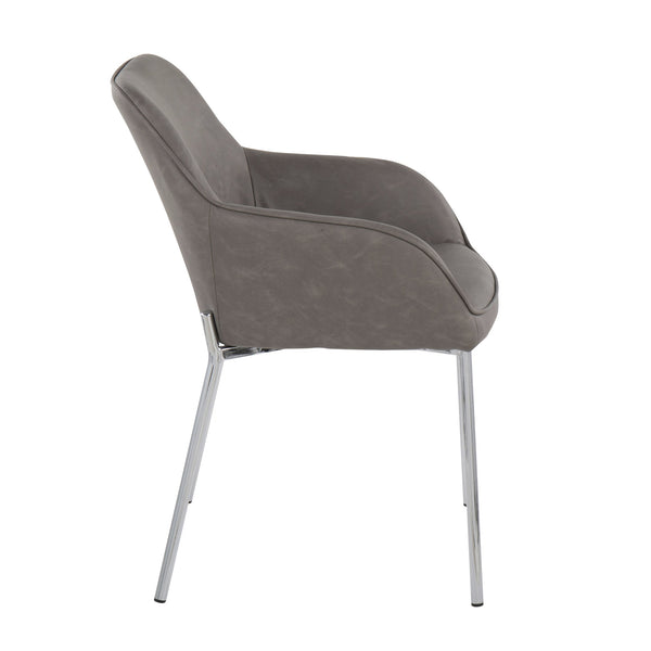 English Elm Daniella Contemporary Dining Chair Set of 2 with Chrome Metal Legs and Luxurious Faux Leather Seat Grey B202S01339