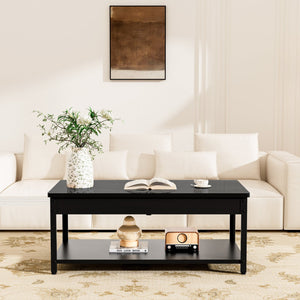 English Elm Rectangular fingerprint-secure coffee table with hidden safe, waterproof steel build and modern style Black W396P307337