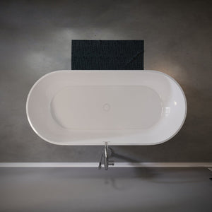 English Elm 63" Stone Resin Freestanding Soaking Tub Matte Sculpted Surface for Spa Bathroom W1920P410082