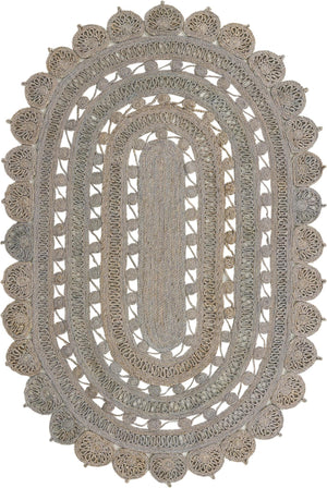 Unique Loom Braided Jute Punita Hand Braided Novelty Rug Gray,  5' 1" x 8' 0"