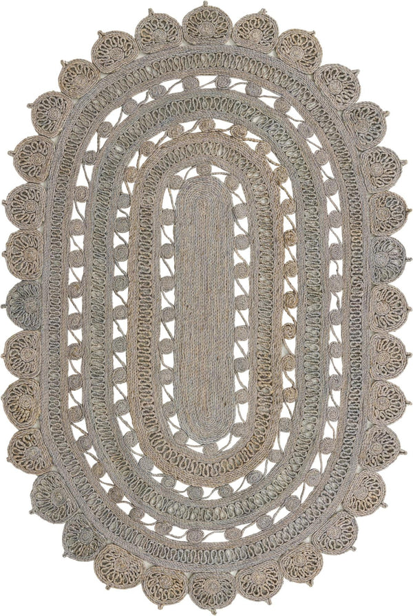 Unique Loom Braided Jute Punita Hand Braided Novelty Rug Gray,  5' 1" x 8' 0"