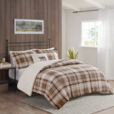 Woolrich Alton Lodge/Cabin Plush to Sherpa Down Alternative Comforter Set WR10-3327 Tan Plaid