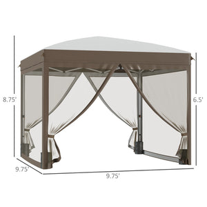English Elm Outsunny 10x10 Pop up Canopy with Mesh Walls Uv50 Oxford Roof Outdoor Shelter W2225P174241