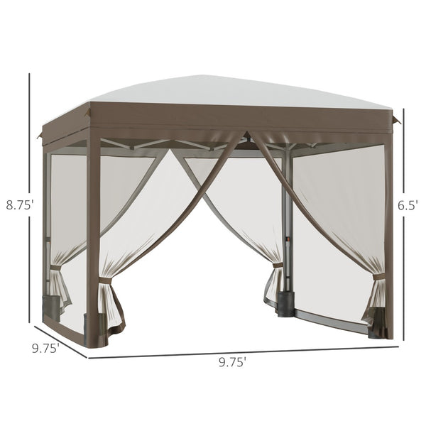 English Elm Outsunny 10x10 Pop up Canopy with Mesh Walls Uv50 Oxford Roof Outdoor Shelter W2225P174241