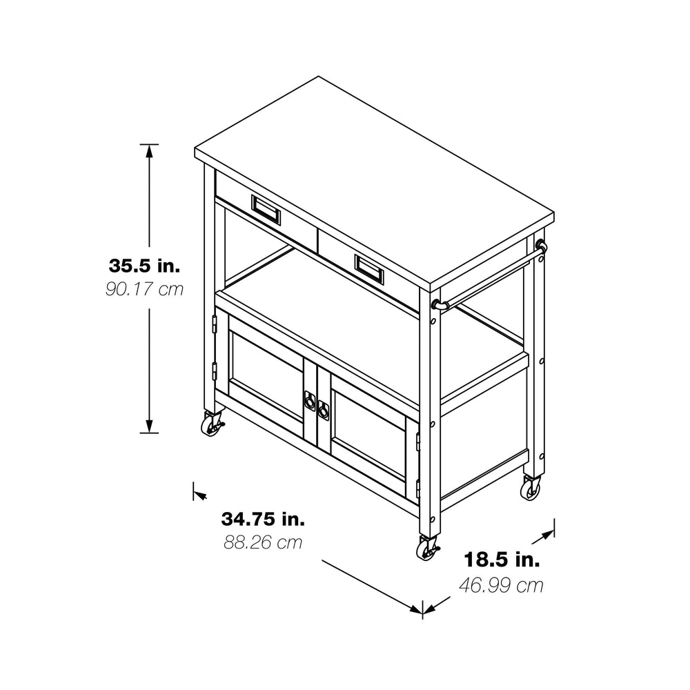 OSP Home Furnishings Radford Kitchen Cart Black Black