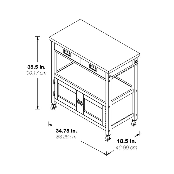 OSP Home Furnishings Radford Kitchen Cart Black Black