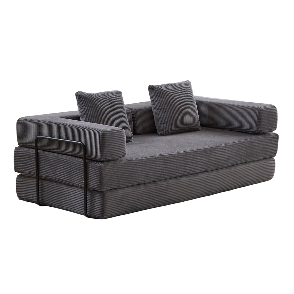 English Elm Floor Couch - Convertible Corduroy Sofa Bed With Back Support, Ideal For Small Spaces & Guests W3723P345017
