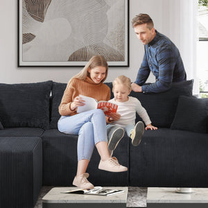 English Elm (Old Sku:W3163S00038) 4-Piece Modular L-Shaped Sofa: Fully Assembled, Stylish, Versatile Comfort For Any Space W3163S00045