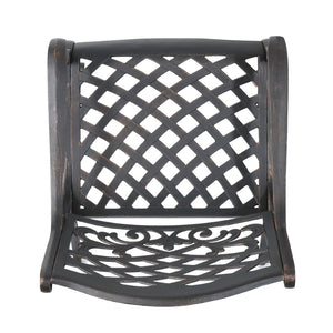 English Elm Phoenix Cast Aluminum Outdoor Dining Arm Chairs Ornate Lattice Scroll Garden Set Copper 54589.00SHNCOP