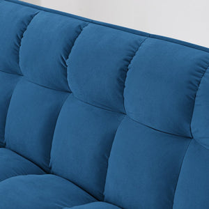 English Elm 54.33 Versatile foldable velvet sofa bed with tufted back, adjustable 3-position recline and durable wood frame Antique Blue W2353P252433